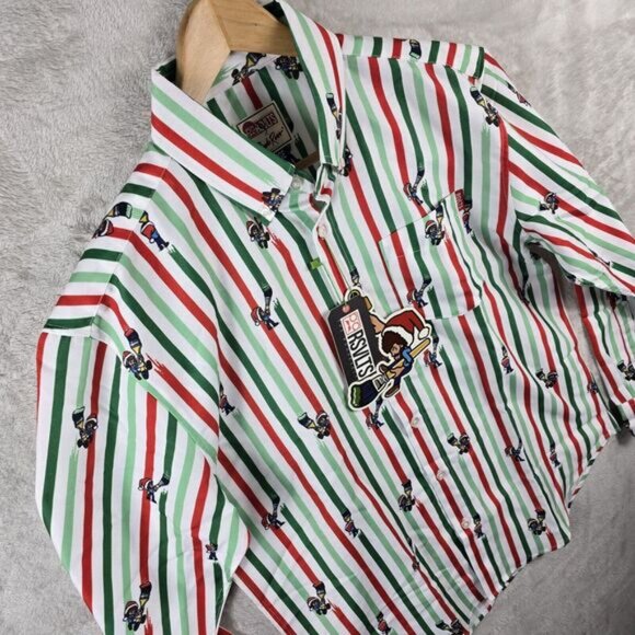 NWT Men's The Roosevelts RSVLTS Bob Ross Christmas Button Down Shirt Sz Large - Picture 4 of 13